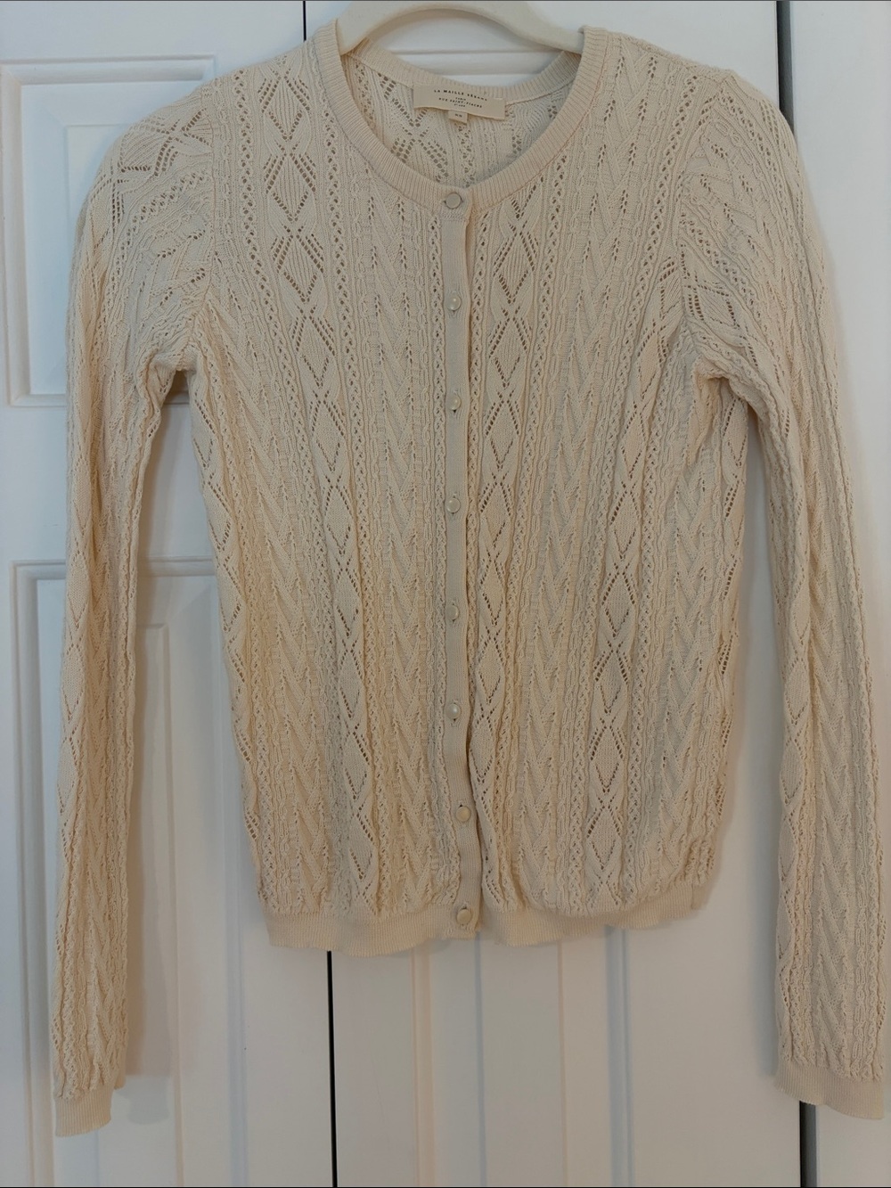 La Maille Sezane long sleeved ecru cardigan